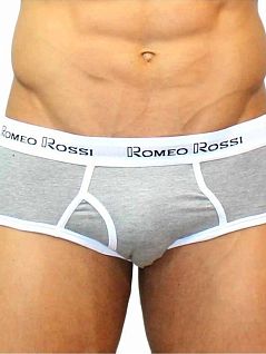 Набор брифов на пришивной резинке (3шт) (серого белого черного) цвета Romeo Rossi RT366-0123